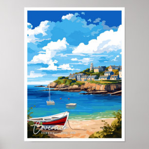 Coverack Cornwall England Vintage-Illustration Poster
