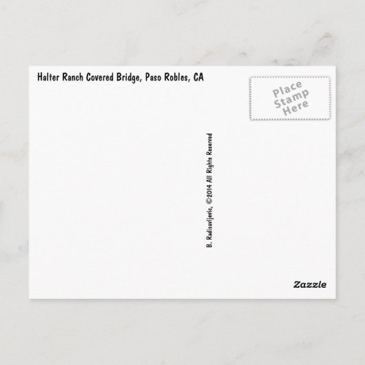 Covered Bridge at Halter Ranch, Paso Robles Postkarte (Rückseite)