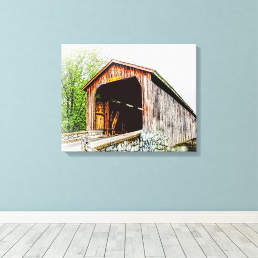 Covered Bridge — Canvas Print Leinwanddruck (Insitu (Holzboden))