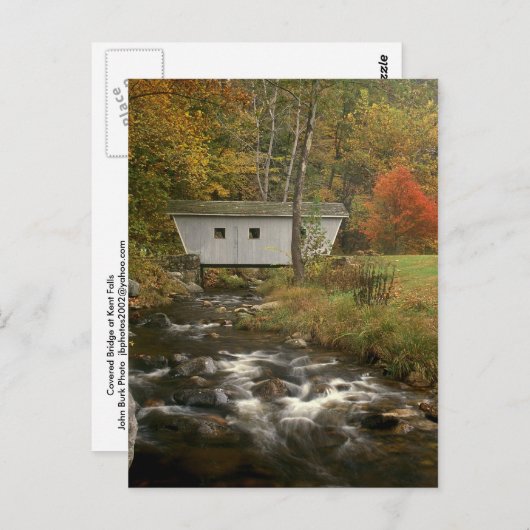 Covered Bridge Foliage Kent Falls Staat Park Postkarte (Vorne/Hinten)