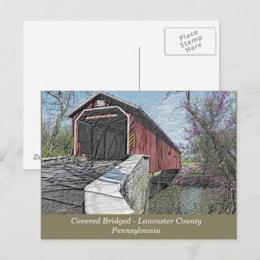Covered Bridge - Lancaster, PA - Postkarte (Vorne/Hinten)