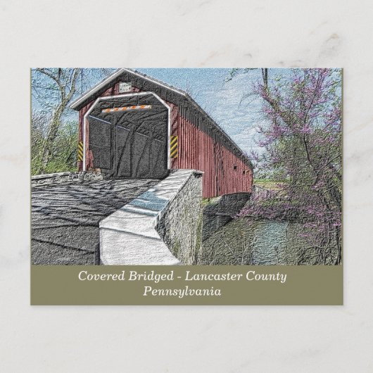 Covered Bridge - Lancaster, PA - Postkarte (Vorderseite)