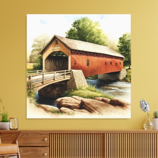 Covered Bridge Leinwand Print (Insitu (Wohnzimmer))