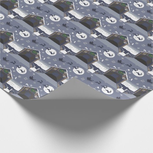 Covered Bridge mit Santa und Rentier Geschenkpapier (Ecke)