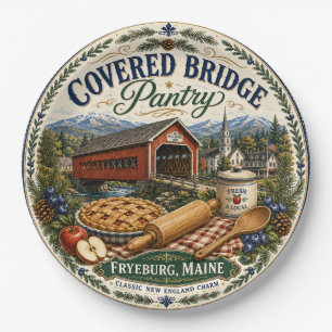 Covered Bridge Pantry Fryeburg Maine Melamin-Telle Pappteller