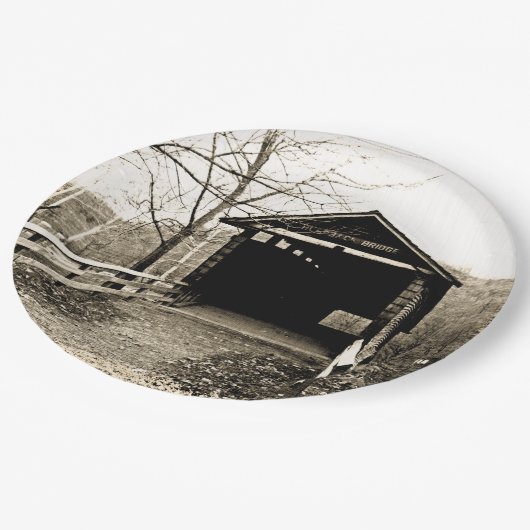 Covered Bridge Pappteller (Schrägansicht)