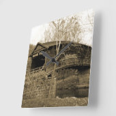 Covered Bridge Quadratische Wanduhr (Winkel)