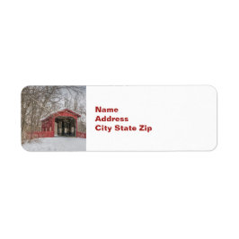 Covered Bridge Red Snow Foto