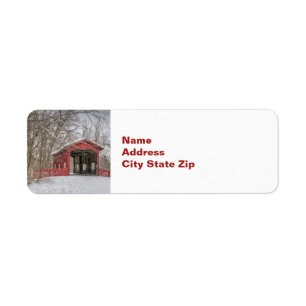 Covered Bridge Red Snow Foto