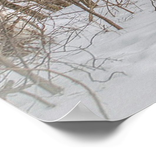 Covered Bridge Red Snow Foto Poster (Ecke)