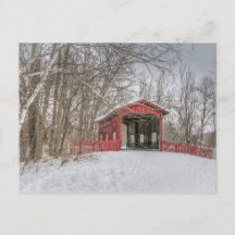 Covered Bridge Red Snow Foto