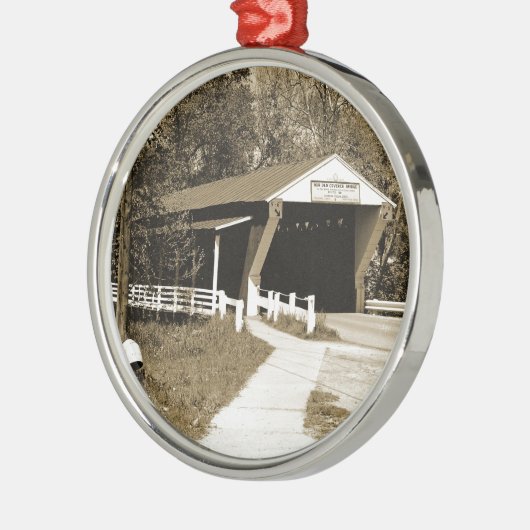 Covered Bridge Silbernes Ornament (Links)