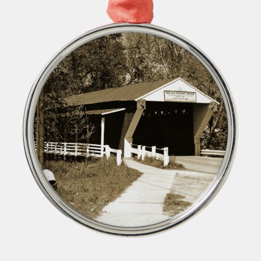 Covered Bridge Silbernes Ornament (Vorne)