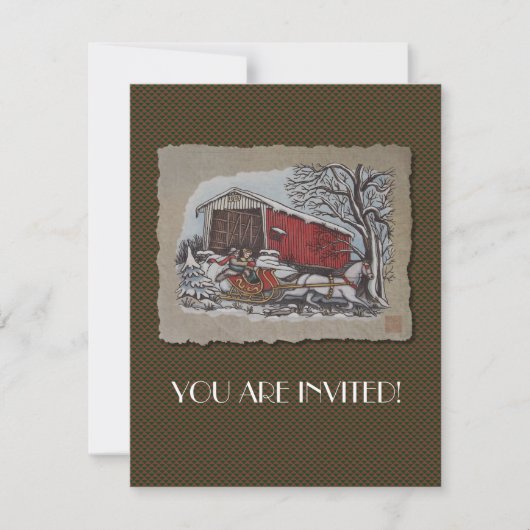 Covered Bridge & Sleigh Einladung (Vorderseite)