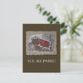 Covered Bridge & Sleigh Einladung (Stehend Vorderseite)