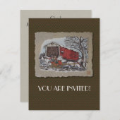 Covered Bridge & Sleigh Einladung (Vorne/Hinten)