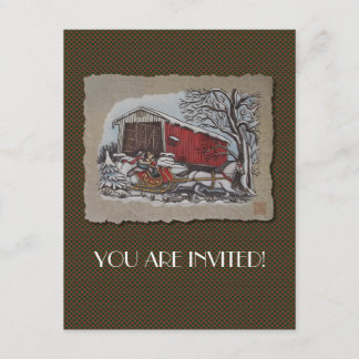 Covered Bridge & Sleigh Einladung