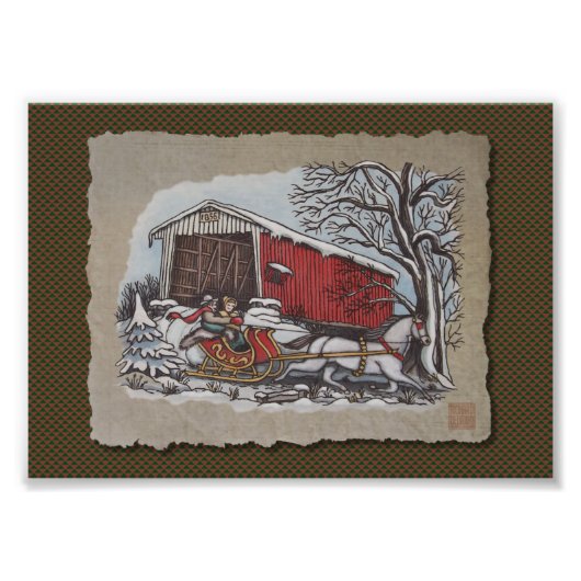 Covered Bridge & Sleigh Fotodruck (Vorne)