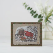 Covered Bridge & Sleigh Postkarte (Stehend Vorderseite)