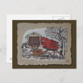 Covered Bridge & Sleigh Postkarte (Vorne/Hinten)
