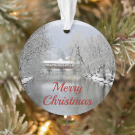 Covered Bridge Snow Foto Weihnachten Ornament