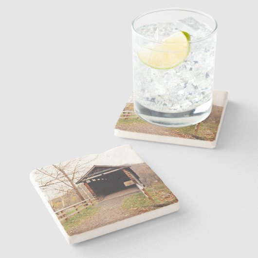 Covered Bridge Steinuntersetzer (Seitenansicht)