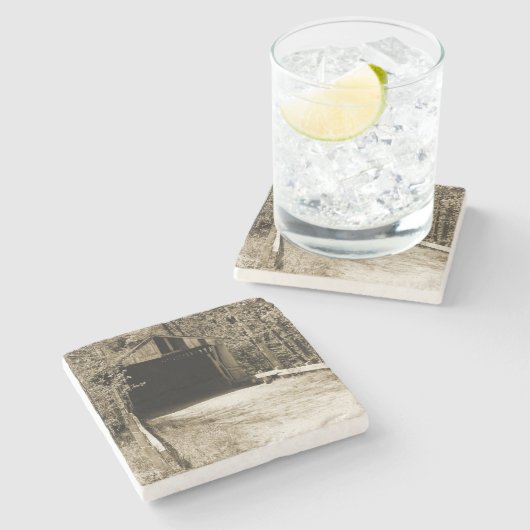 Covered Bridge Steinuntersetzer (Seitenansicht)