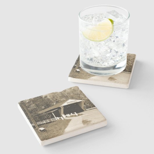 Covered Bridge Steinuntersetzer (Seitenansicht)