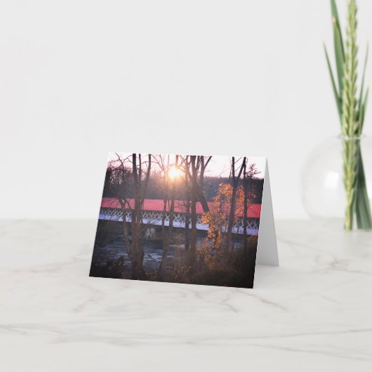 Covered Bridge Sunset Note Card Dankeskarte (Vorderseite)