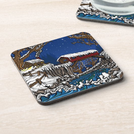 Covered Bridge Untersetzer Set von 6 (Linke Seite)