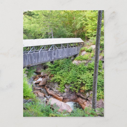 Covered Wooden Bridge Sentinel Pine Postkarte (Vorderseite)