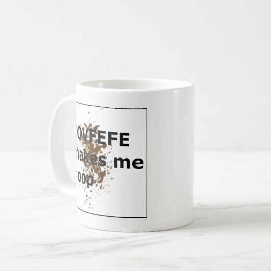 COVFEFE lässt mich kacken Kaffeetasse (Vorderseite Links)