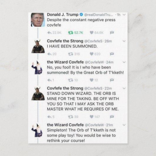 Covfefe Postkarte (Vorderseite)