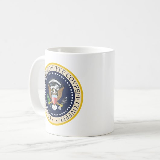 COVFEFE PRÄSIDENTENSiegel Kaffeetasse (Vorderseite Links)