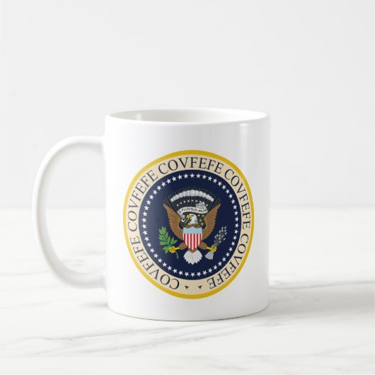 COVFEFE PRÄSIDENTENSiegel Kaffeetasse (Links)