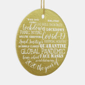 covid19 2020 das Jahr der Gesichtsmasken Gold Keramik Ornament (Rechts)