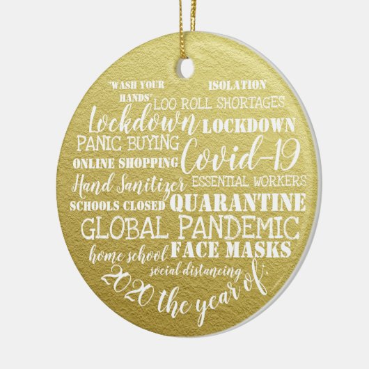 covid19 2020 das Jahr der Gesichtsmasken Gold Keramik Ornament (Links)