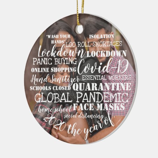 covid19 2020 das Jahr der Gesichtsmasken hinzufüge Keramik Ornament (Links)