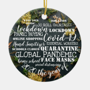 covid19 2020 das Jahr der Gesichtsmasken Isolation Keramik Ornament