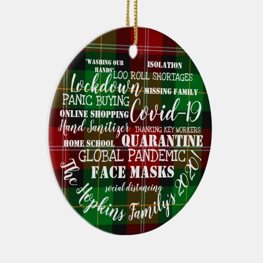 covid19 2020 unser Jahr der Isolation von Gesichts Keramik Ornament (Rechts)