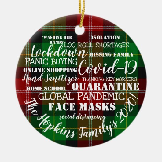 covid19 2020 unser Jahr der Isolation von Gesichts Keramik Ornament (Vorne)