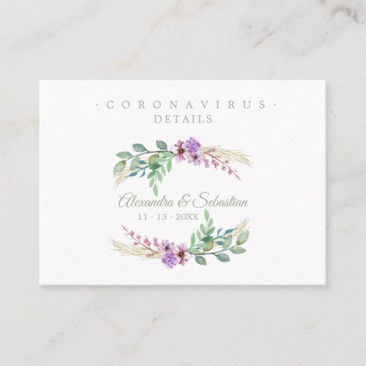 Covid19 Details Sophisticated Lilac Chic Wreath Begleitkarte (Vorderseite)