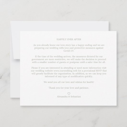 Covid19 Details Sophisticated Lilac Chic Wreath Mitteilungskarte (Rückseite)