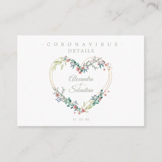 Covid19 Details Sophisticated Pink Chic Heart Begleitkarte (Vorderseite)