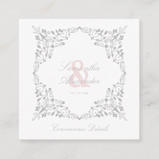 Covid19 Wedding Details Classic Elegant Flourish Begleitkarte (Vorderseite)