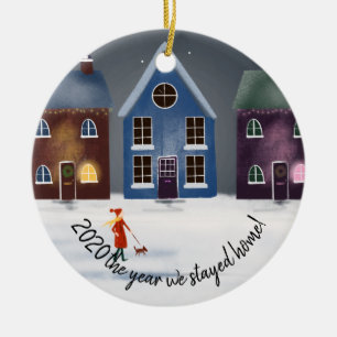 covid-19 2020 das Jahr, das wir bleibe Zuhause-Fam Keramik Ornament