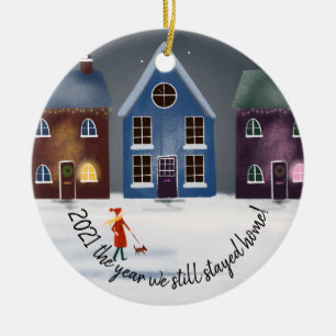 covid-19 202 das Jahr, in dem wir noch Zuhause ble Keramik Ornament