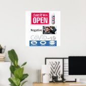 Covid 19 Barbershop Store Open Sign Poster Matte (Heimbüro)