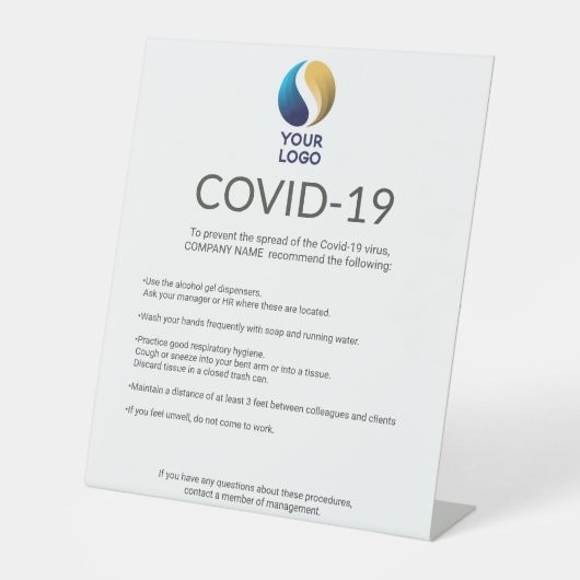Covid-19 Beratung mit Firmenlogo Sockelschild (Vorderseite)