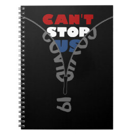 COVID-19 Cant Stoppt US rot-weiß und blau Notizblock